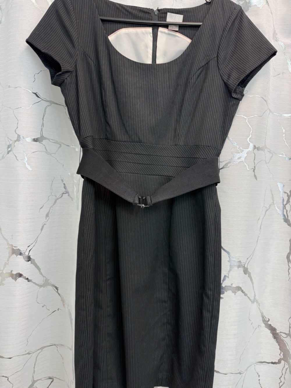 Classic Black Pinstripe Sheath Dress - H&M